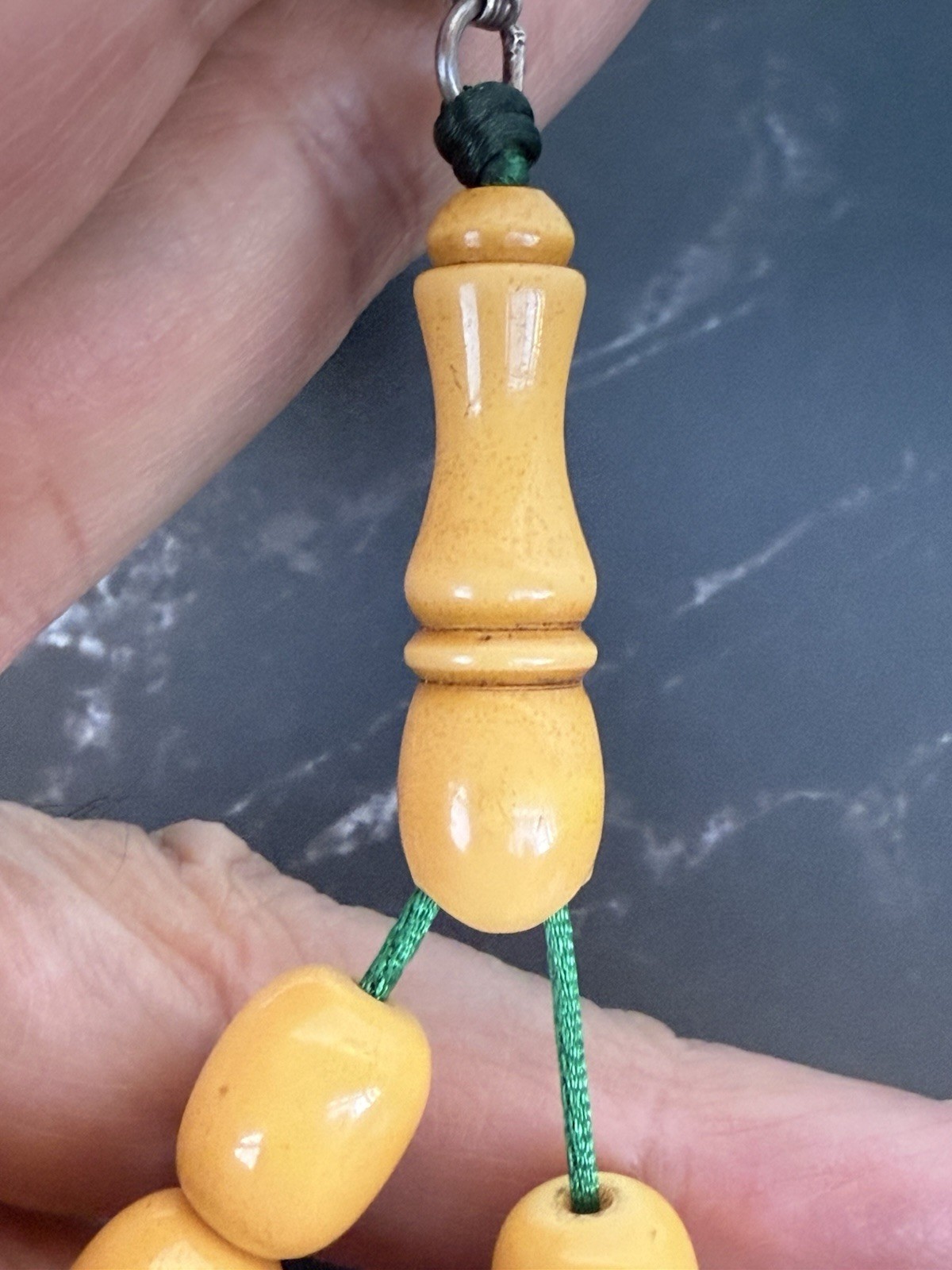 Antique Ottoman Yellow Amber bakelite islamic Worry prayer 33 beads 41 Grams