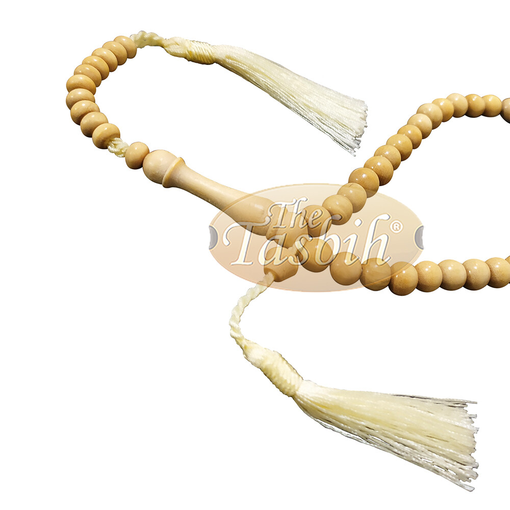 Medium 8mm Round-bead Natural Color Yellow Citrus Wood Dhikr Prayer Beads Tasbih