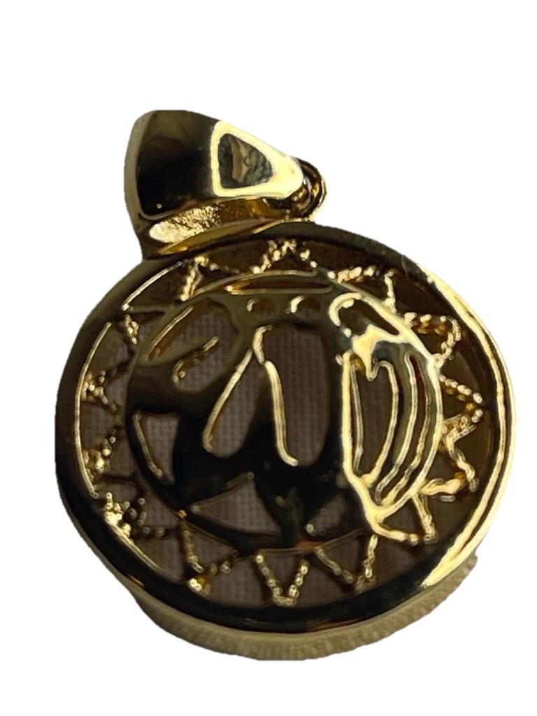 Modern Allah Pendant (ﷲ). Gold tone color Muslim Islam Round Religion Spiritual