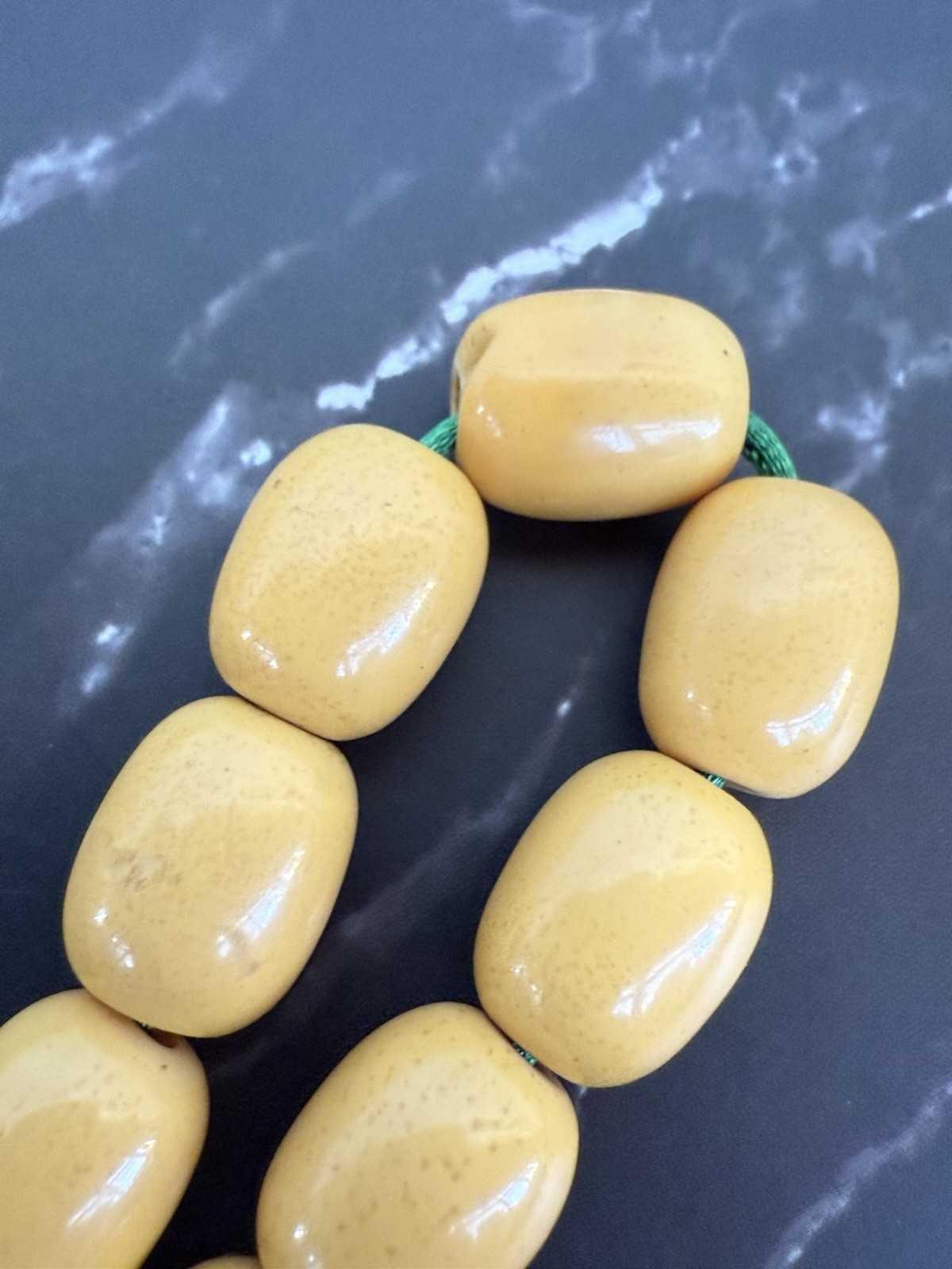 Antique Ottoman Yellow Amber bakelite islamic Worry prayer 33 beads 41 Grams