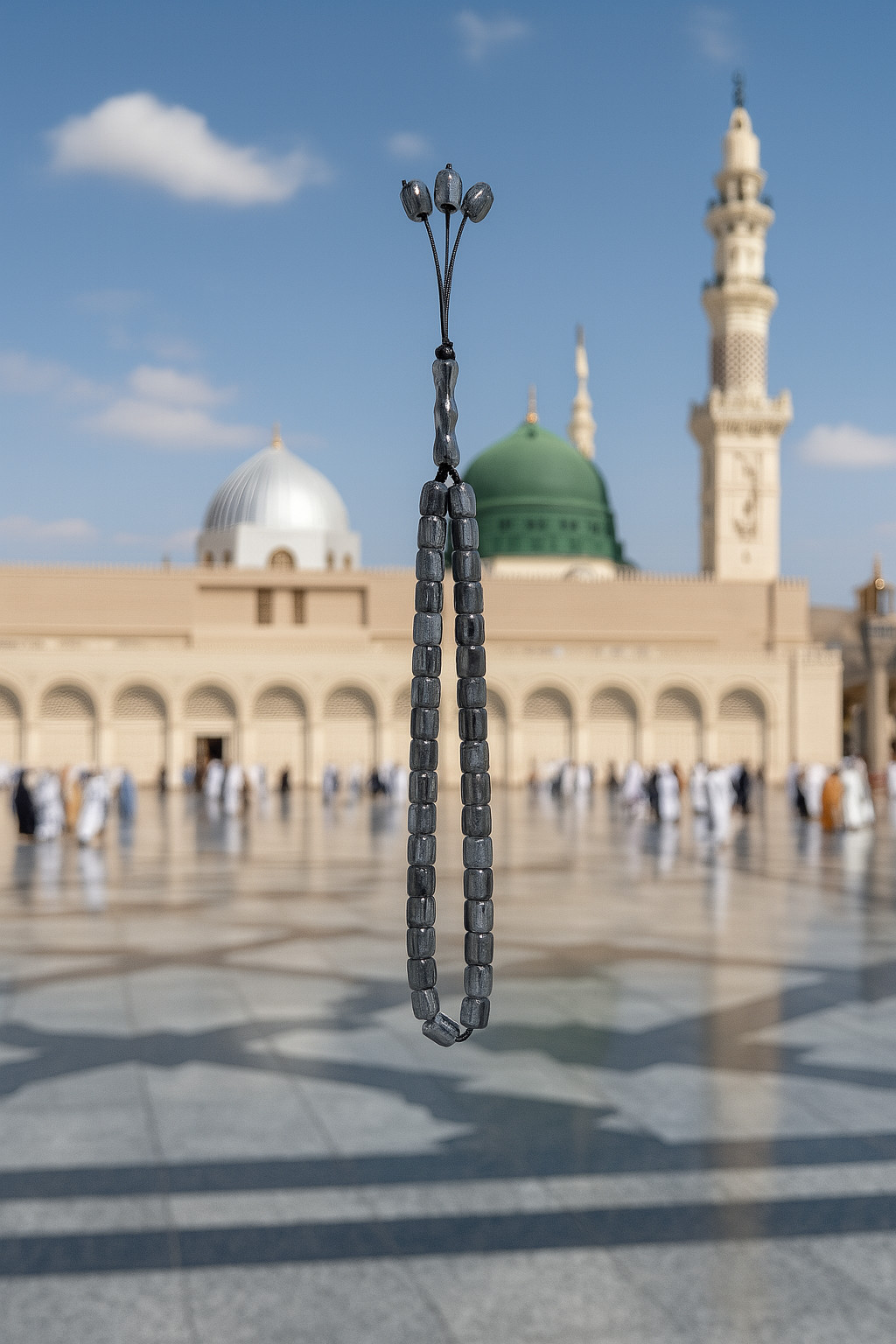 Gray Square Bead Tasbih – 33 Beads Islamic Misbaha – Modern Handmade Prayer Bead