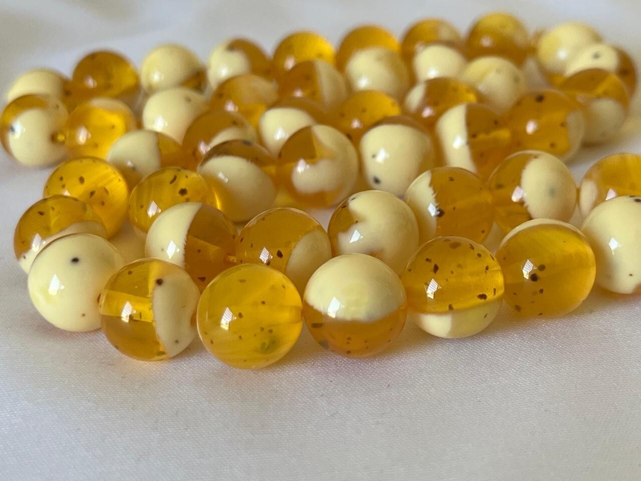 Natural Baltic Amber Flour Rosary 45 سبحة تراب كهرب بولوني بحر البلطيق قشطة وعسل