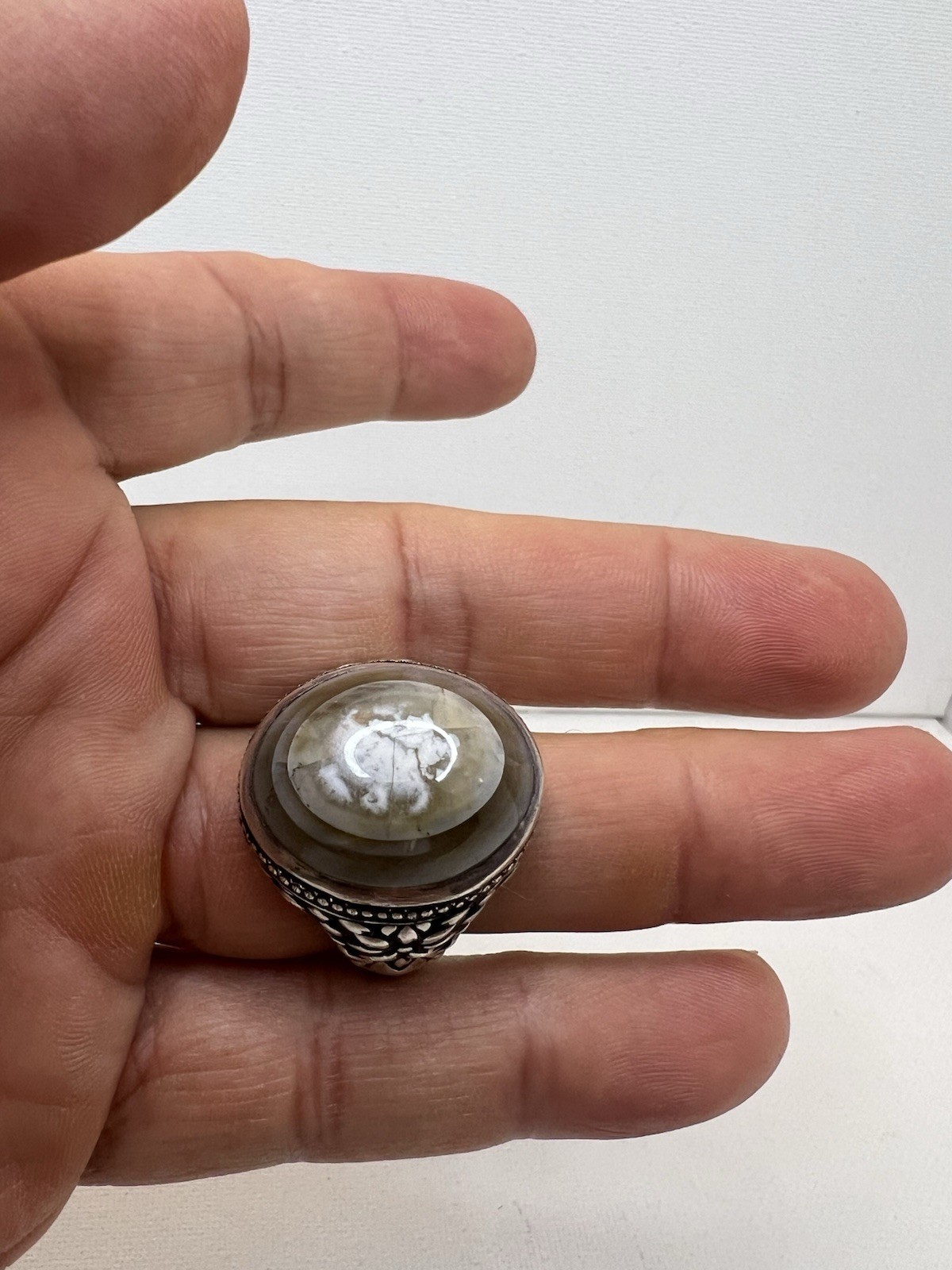 Vantage Antique Islamic Ring Agate خاتم فضة عقيق أنتيك صياغة عارف البحرين ٩٩٠