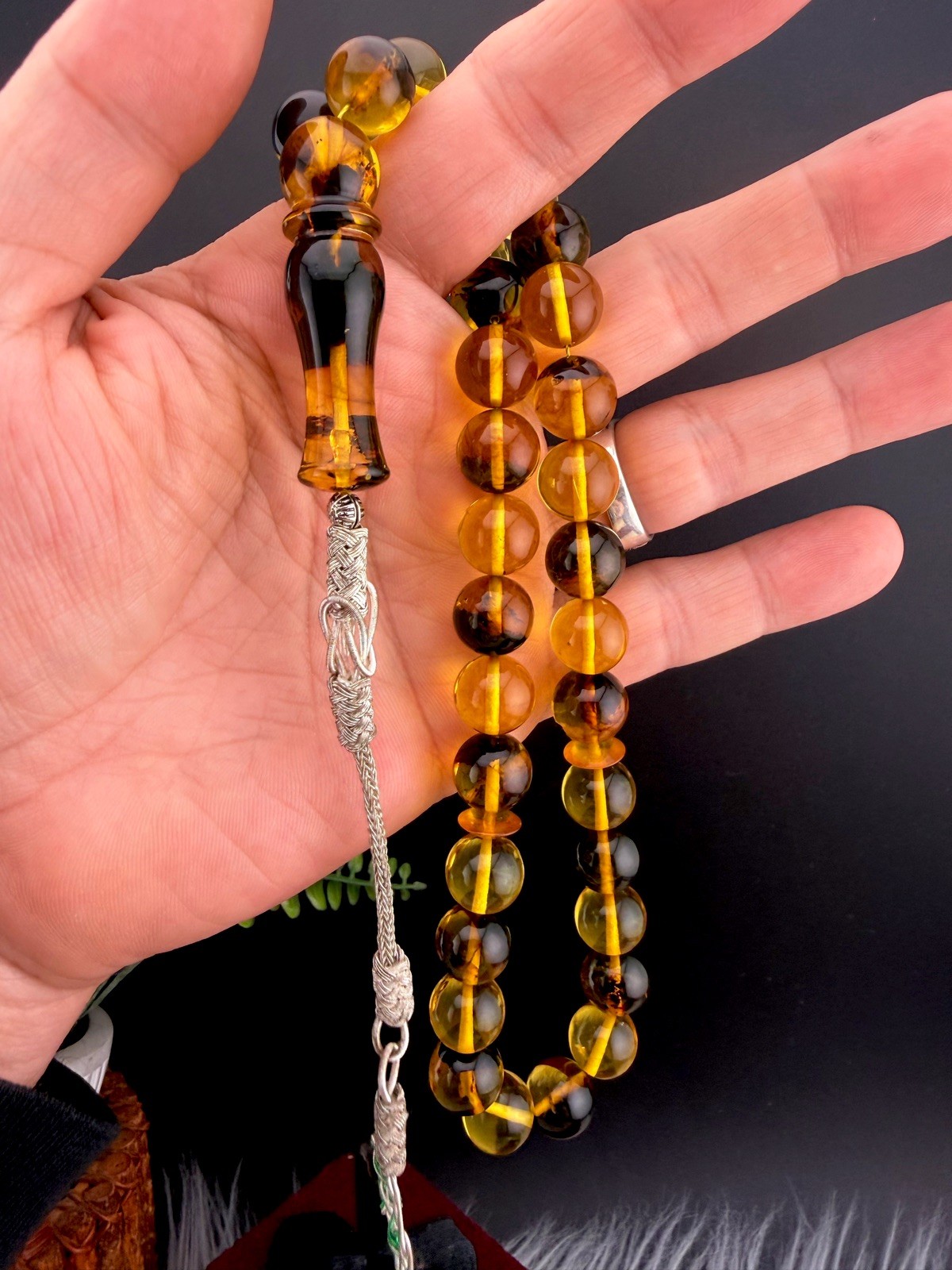 Genuine Colombian Amber Islamic prayer rosary 38g 33-bead مسباح كهرمان كولمبي حر