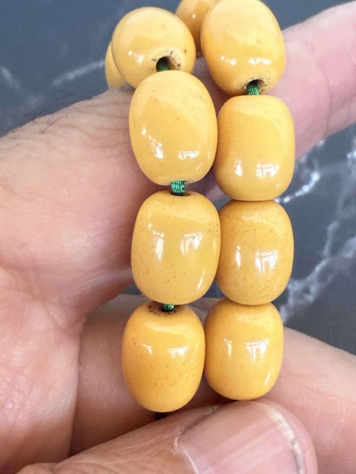 Antique Ottoman Yellow Amber bakelite islamic Worry prayer 33 beads 41 Grams