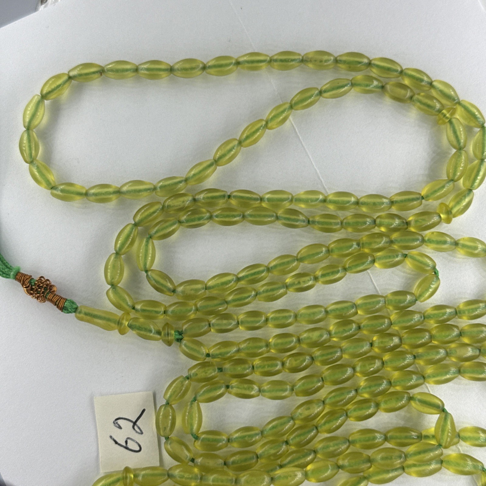 LOT OF 99&100 GREEN BEADS حبات المسبحةGENUINE SHAH MAGHSOUD 39cm شاه مقصود تسبيح