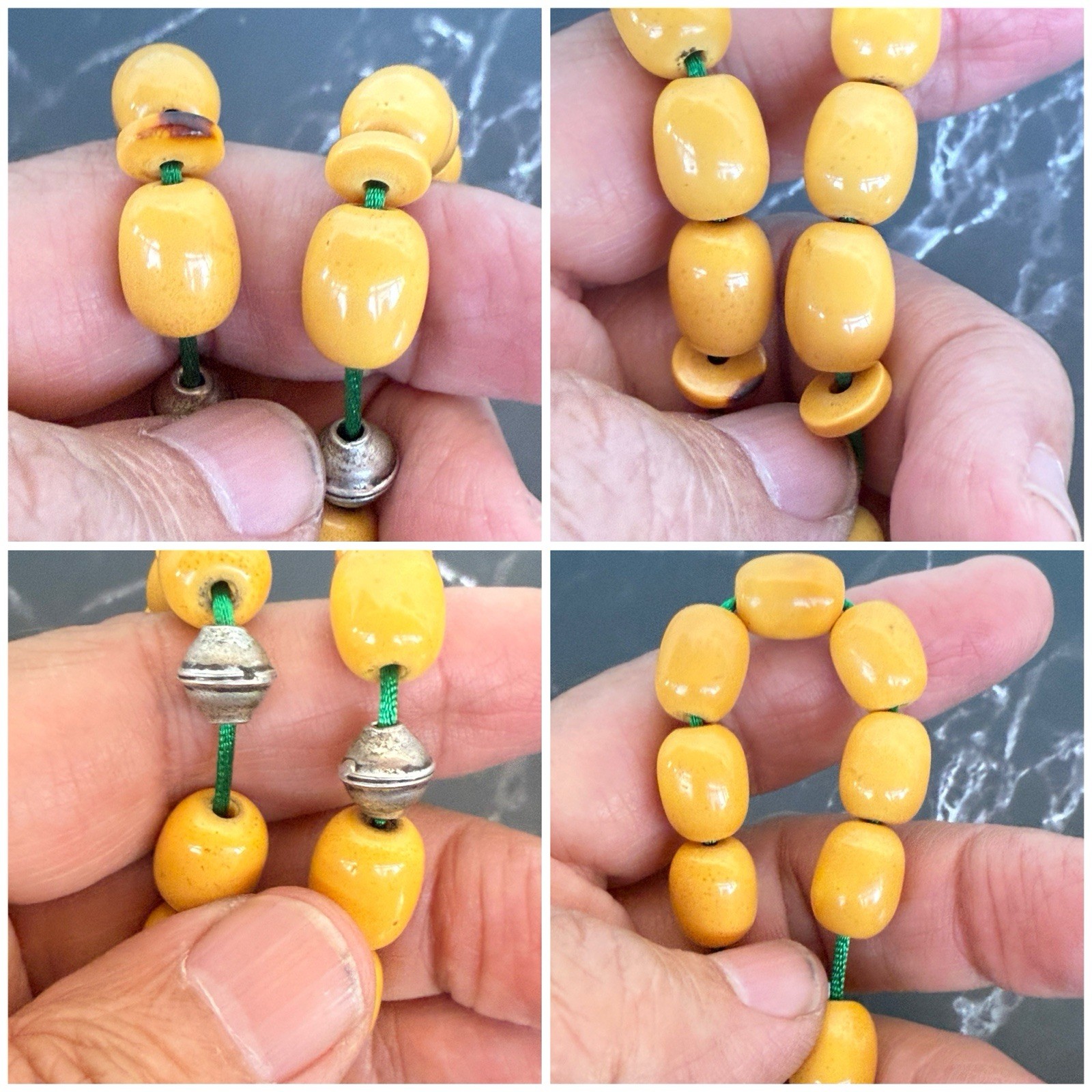 Antique Ottoman Yellow Amber bakelite islamic Worry prayer 33 beads 41 Grams