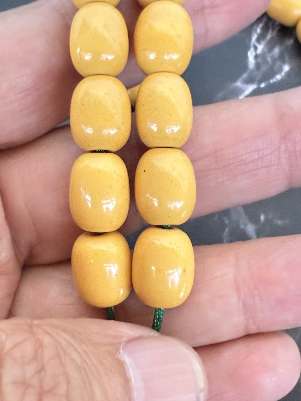 Antique Ottoman Yellow Amber bakelite islamic Worry prayer 33 beads 41 Grams
