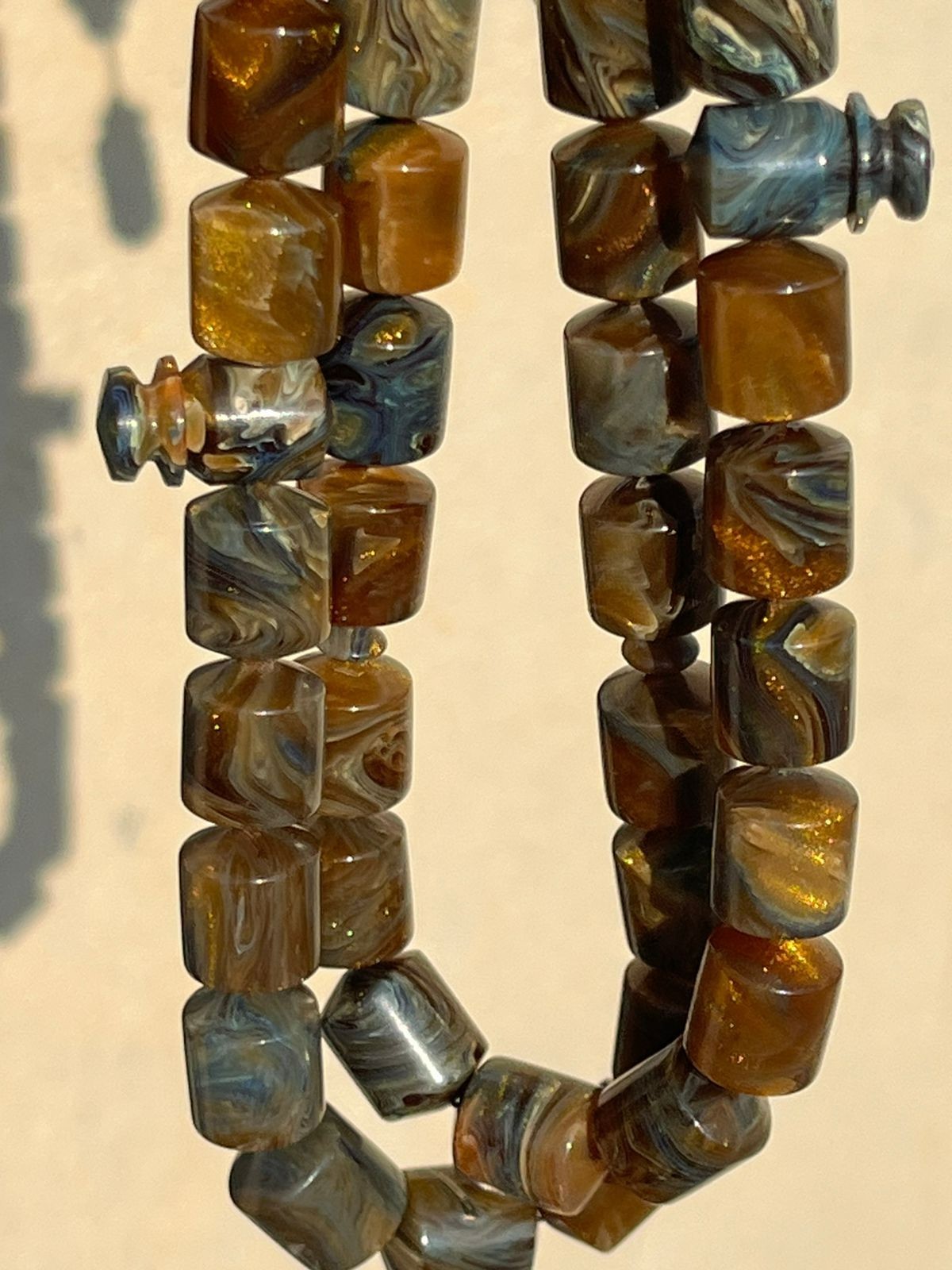 Old Ottoman Faturan Rosary 45 فاتوران الماني مساطب خراطة حلبية ملتي كلر نش الذهب