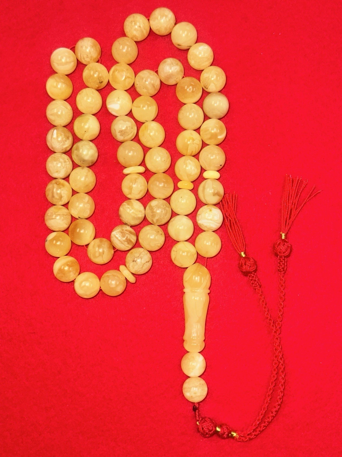 Original Natural Baltic Amber Stone- Tesbih, Subha *55 Beads +2 13mm 75Grams