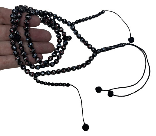 Prayer Beads inlaid 100 Tasbeeh Islamic Masbaha rosary of Kuka inlaid مسبحة كوك