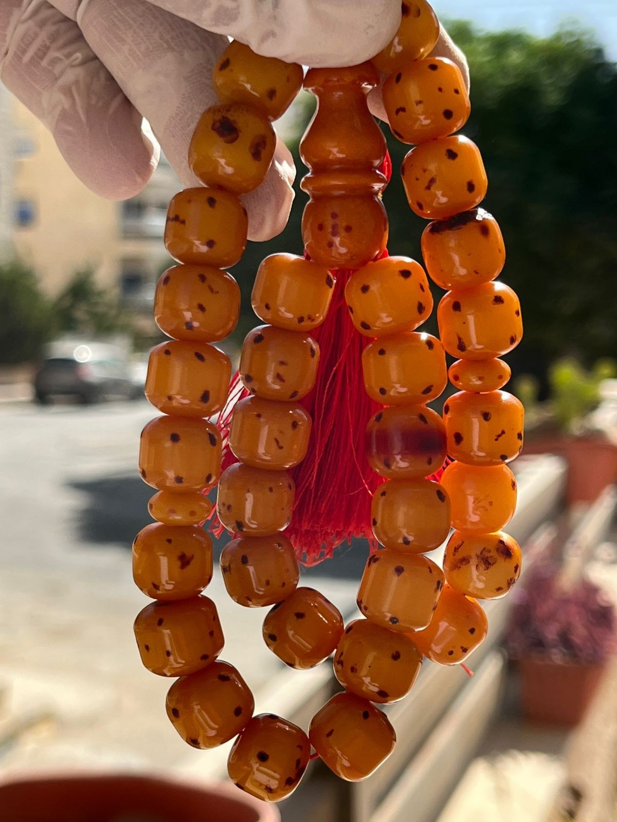 Germany Cherry Amber Rosary 33 سبحة مسكي الماني انتيك محروف لندني ختم عشائري