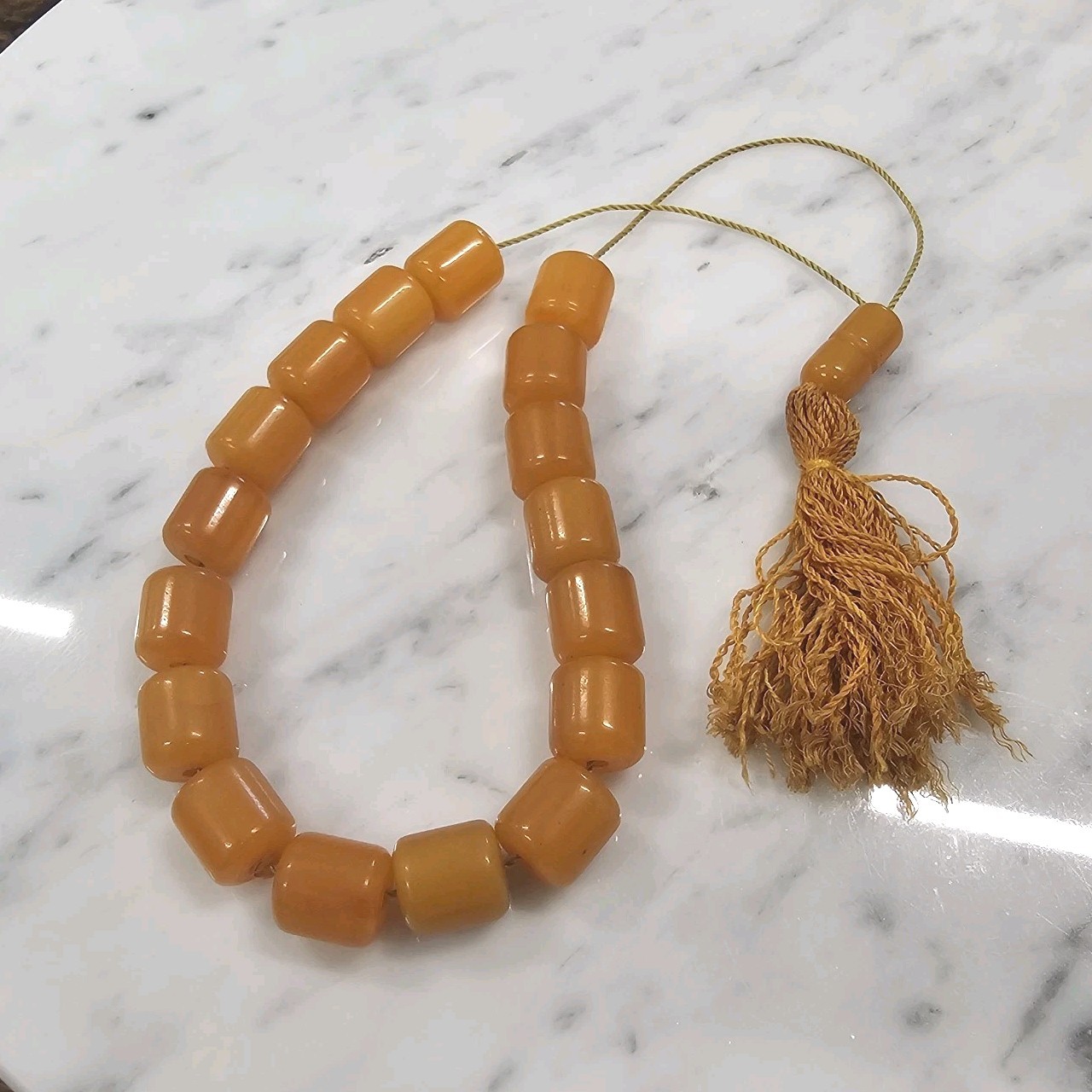 Vintage Butterscotch Amber BAKELITE Catalin Prayer Beads 42g 18 Piece – Tested