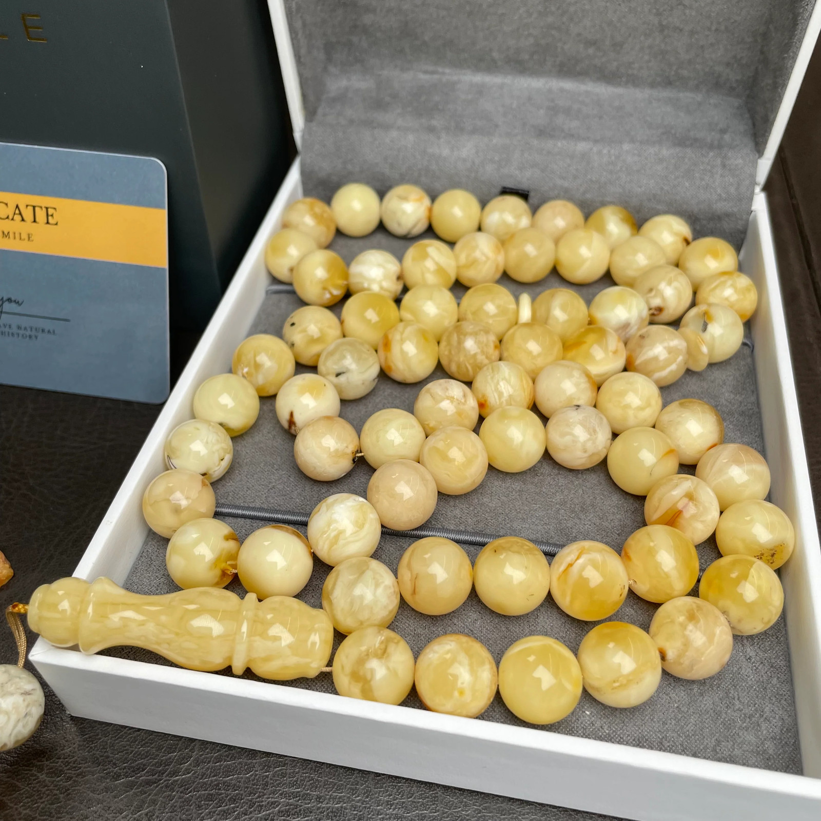 Natural Amber Misbaha Tasbih 66 Prayer Beads 13mm 89g