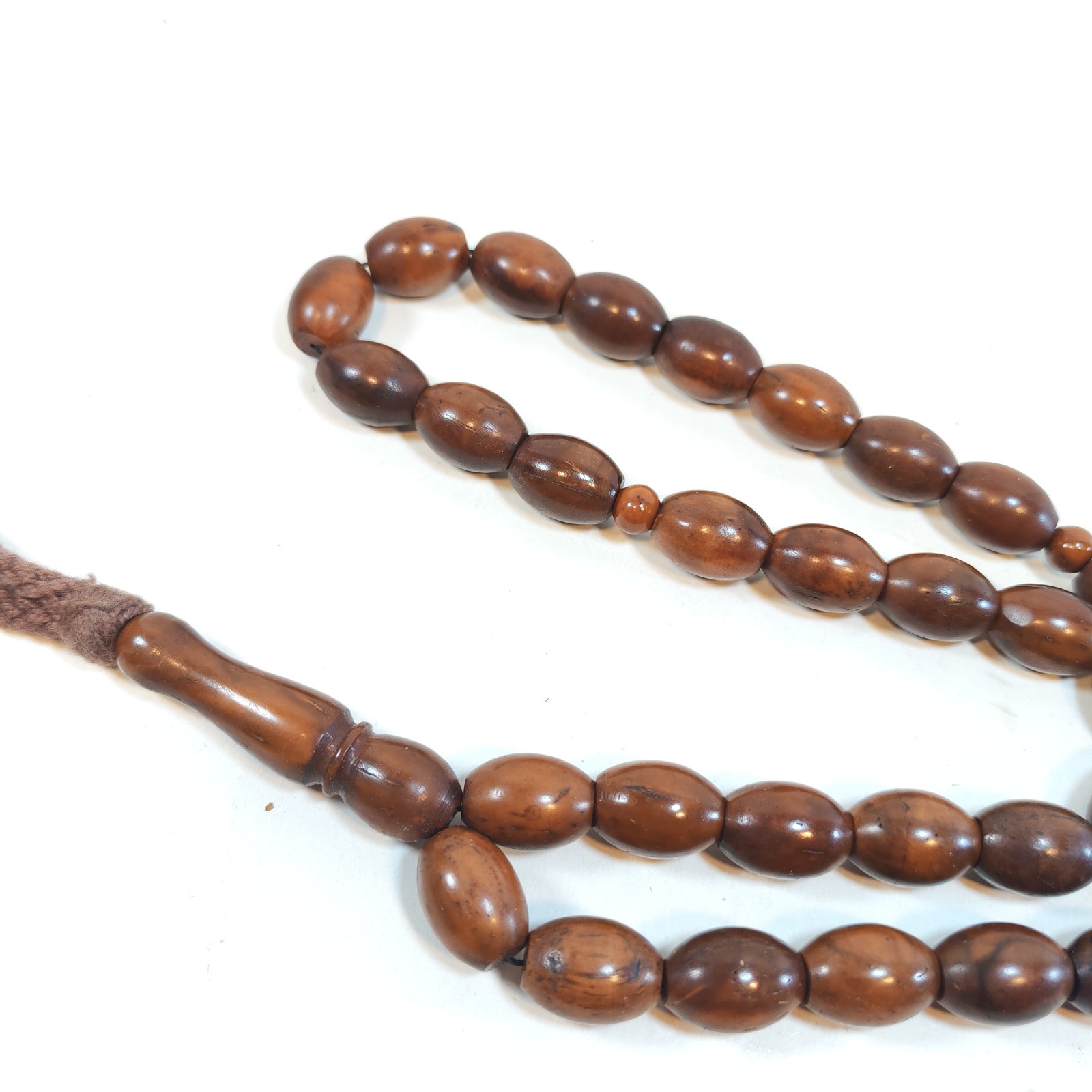 33 Beads Natural Kuka Wood Tasbih Prayer Beads Brown Misbaha Islamic Subha Handm