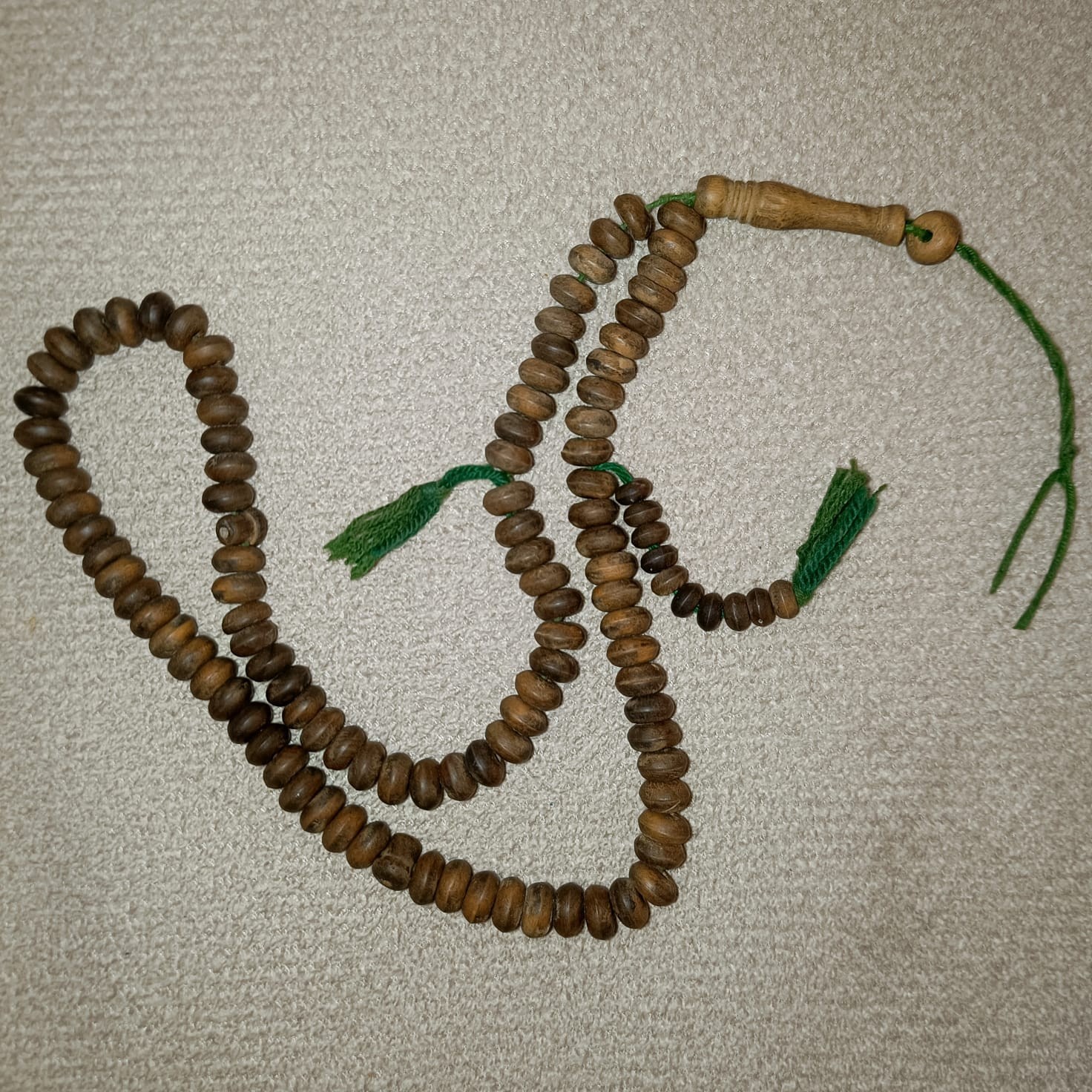 Rare Antique Handcrafted Natural Wood Tasbih Islamic Prayer Bead 99 Vintage Rosa