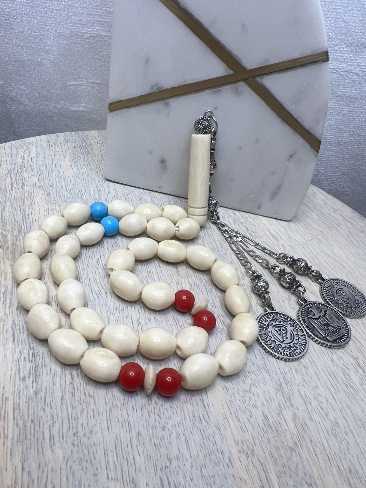 Mesbah Naab African Rosary old مسباح ناب أفريقي قديم خراطة يدوية