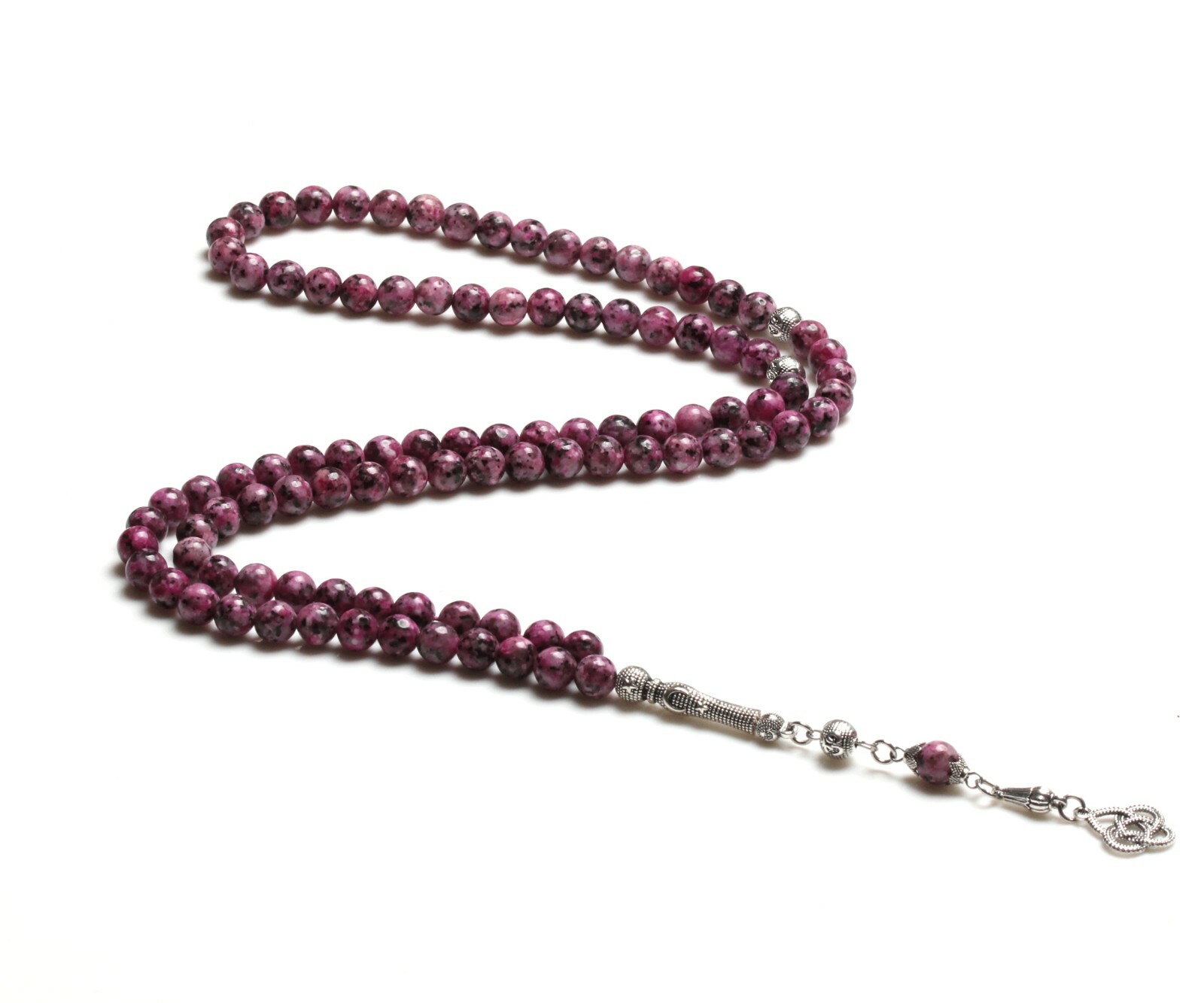 Natural Pink Rain Stone Muslim Prayer Rosary 99 Beads Tasbih (Misbaha) 174-99