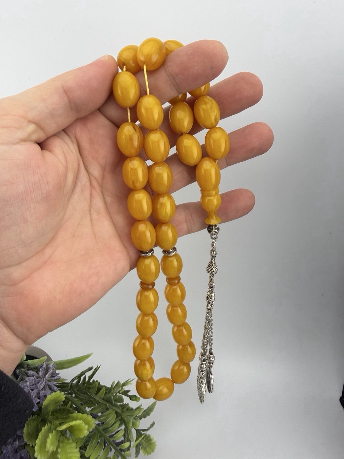 Collectible Misky Amber 33-Bead Islamic Rosary Tasbih Tasbeehمسبحة مسباح مسكي