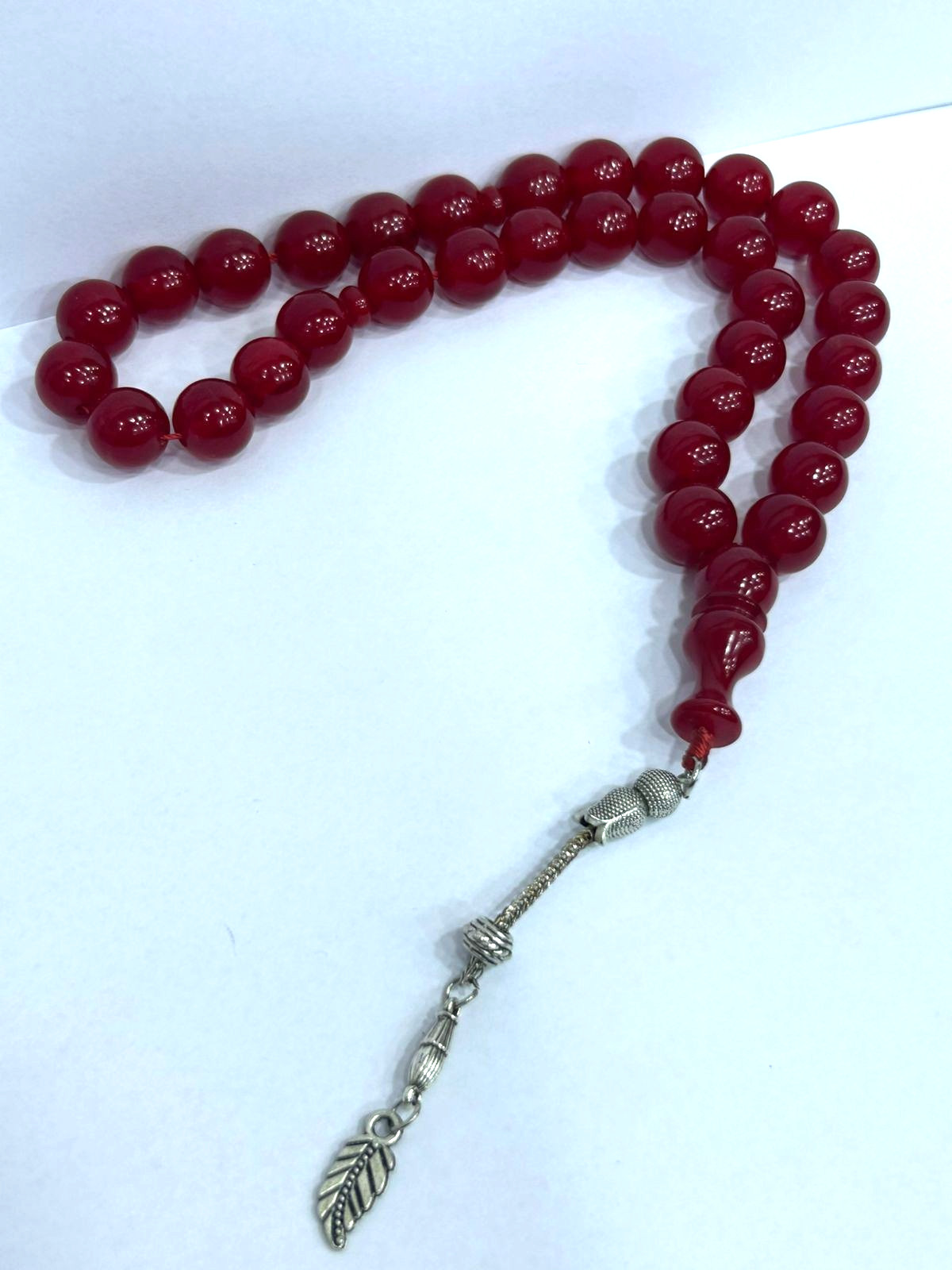 ISLAMIC PRAYER BEADS | CHERRY RED GERMANY FATURAN | 33 BEADS | HANDCRAFTED