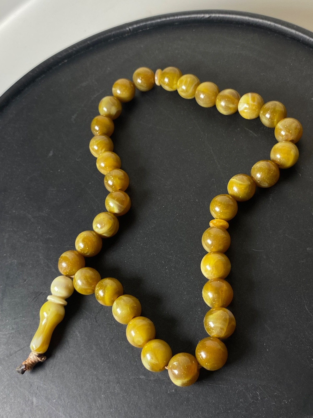 Rare Luxury Olive Faturan Bakelite Misbaha – 33 Prayer Beads – Tasbih – Handmade