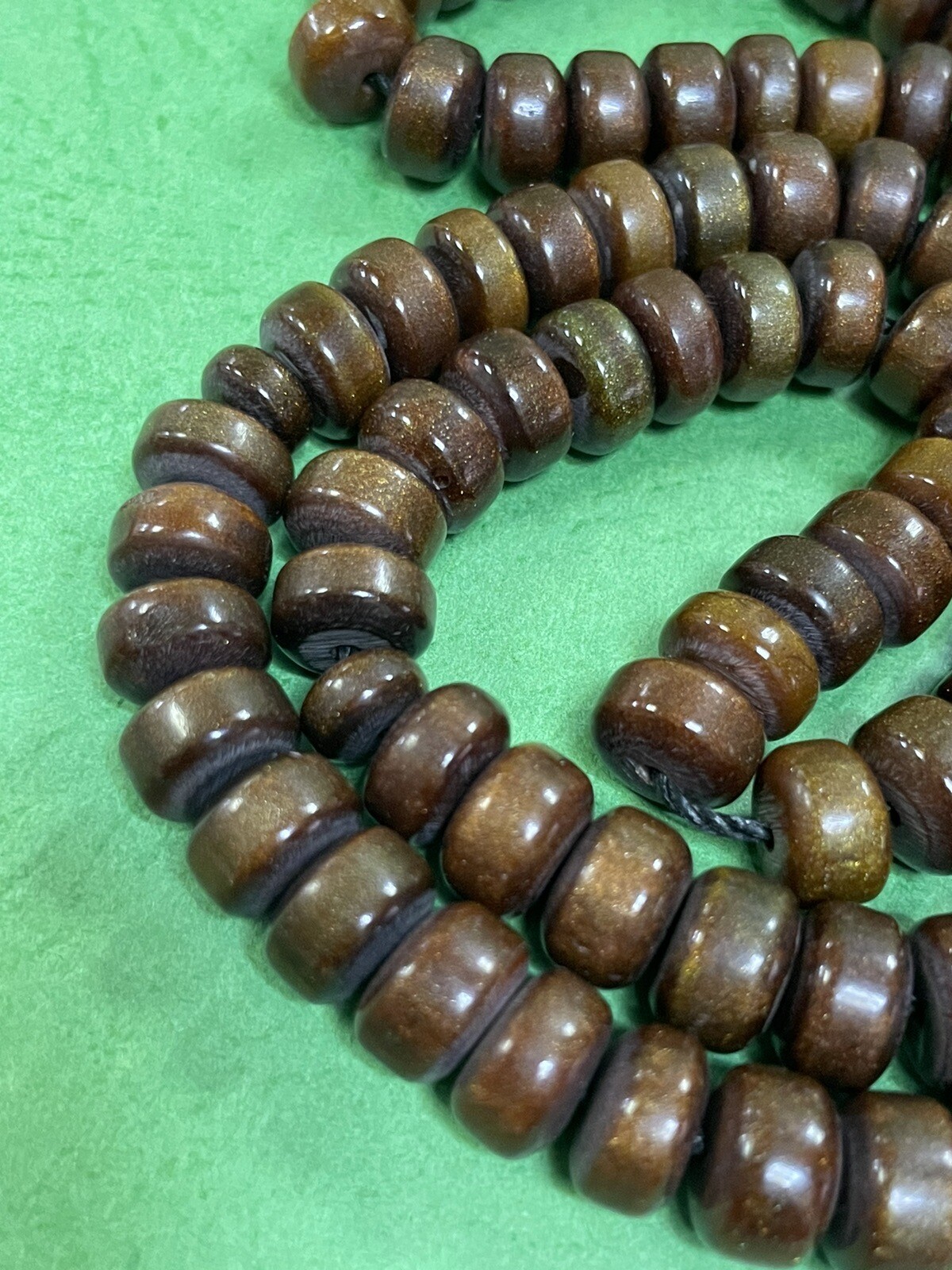 Antique Golden DustBrown Amber bakelite islamic Worry prayer 99 beads 59g R15