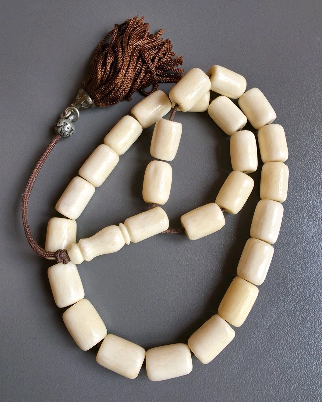 Antique Old Hand Made Natural White Islamic 33 Prayer Beads 57g