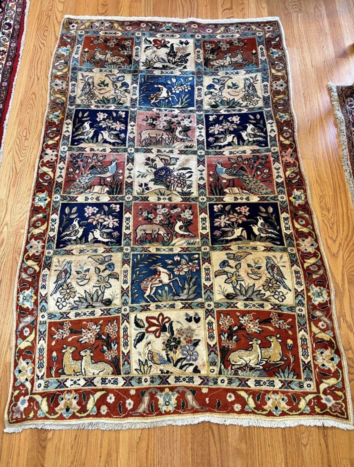 Vintage Rug, Farmhouse Vintage Pictorial Tree Of Life Rug 3.8×5.10 Ft