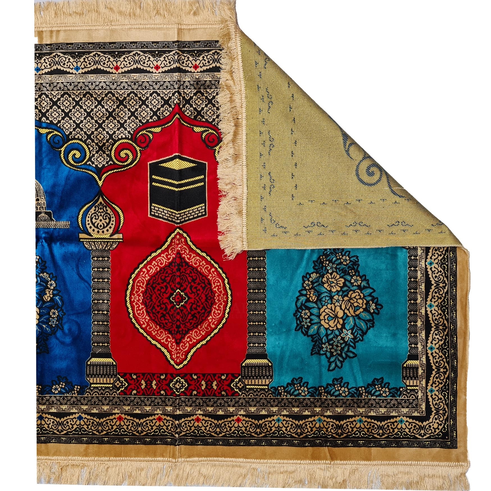 Large Red Blue Beige Multicolor Kaba Islamic Prayer Rug – Gorgeous