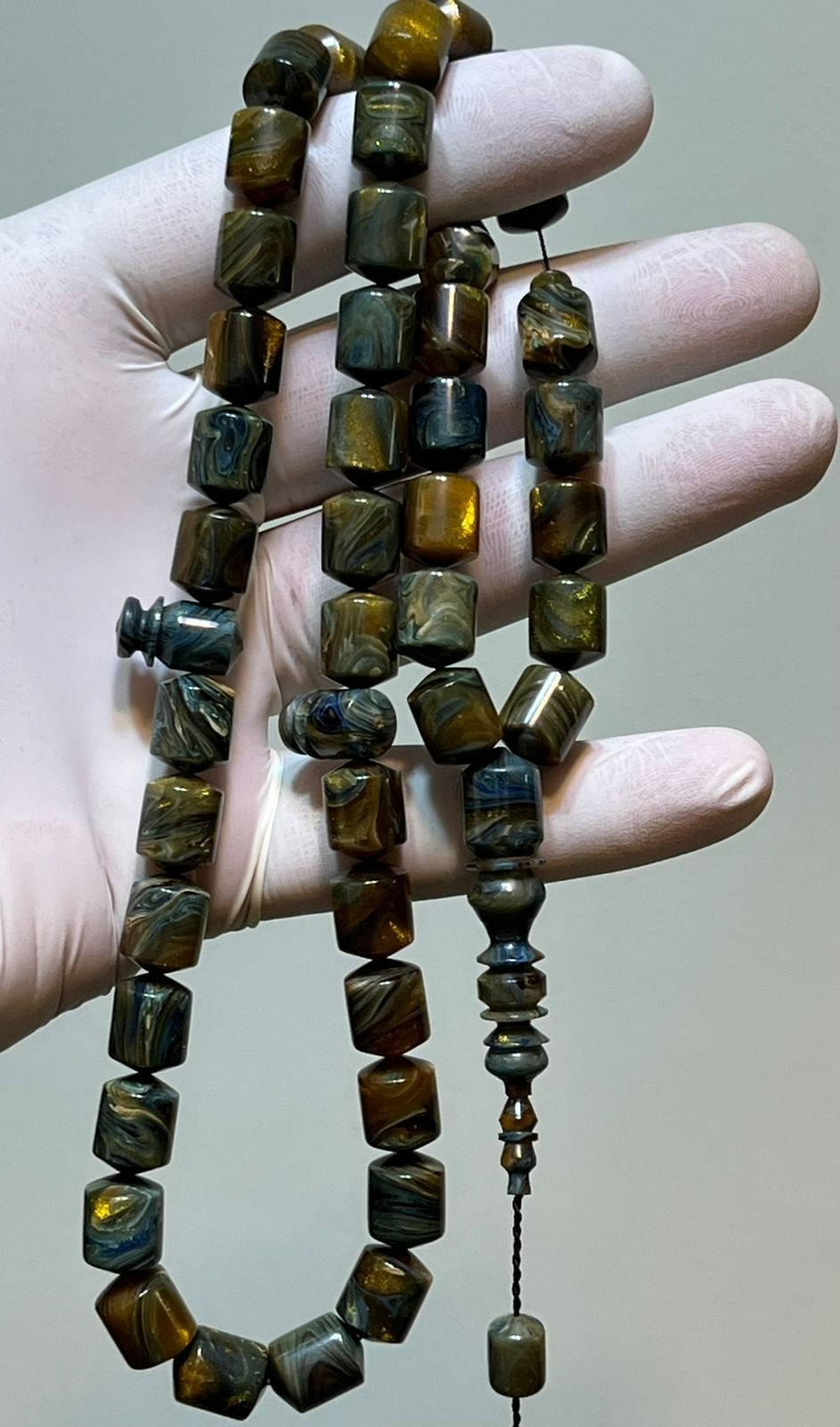 Old Ottoman Faturan Rosary 45 فاتوران الماني مساطب خراطة حلبية ملتي كلر نش الذهب