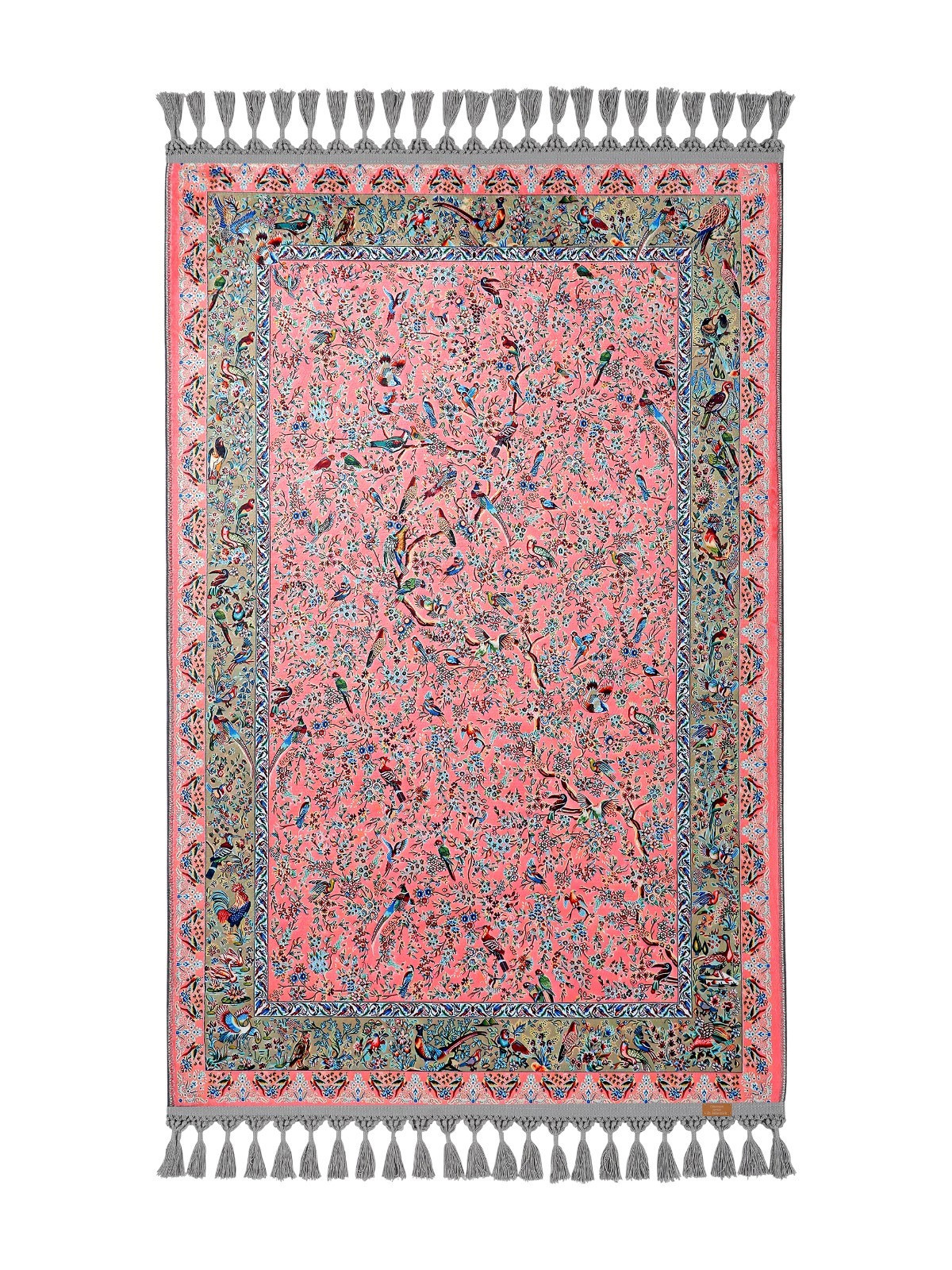 Pink Prayer Mat Christian Prayer Rug Silky Soft Pink Bird Floral Meditation Rug