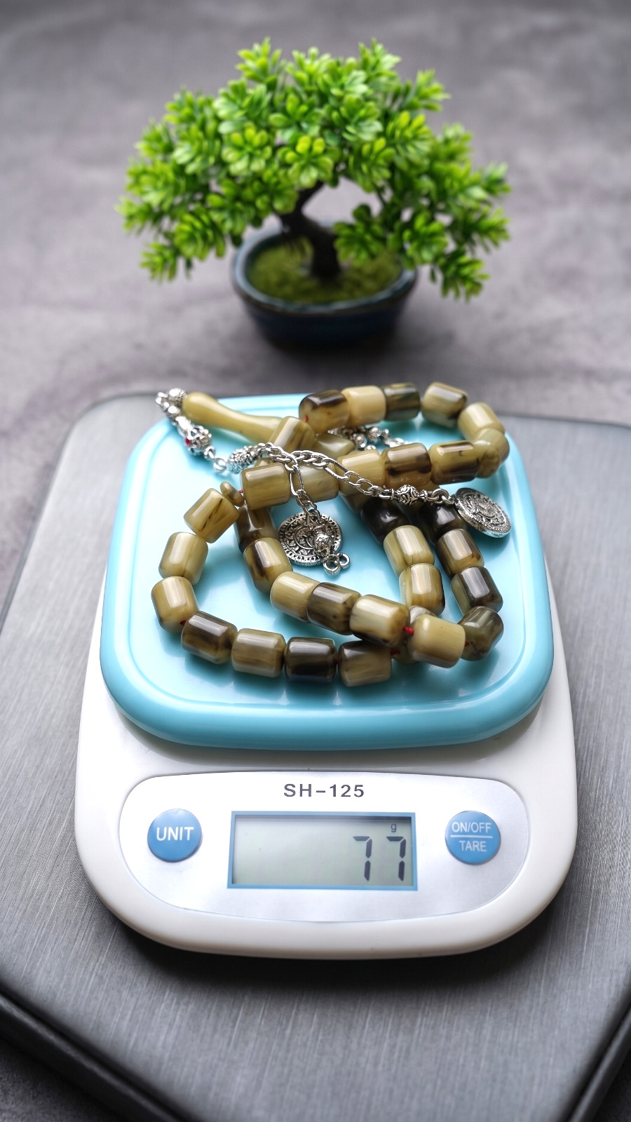 Collectible Olive Green Miske Tasbih 37 Beads Islamic Prayer Rosary – سبحة مسكي