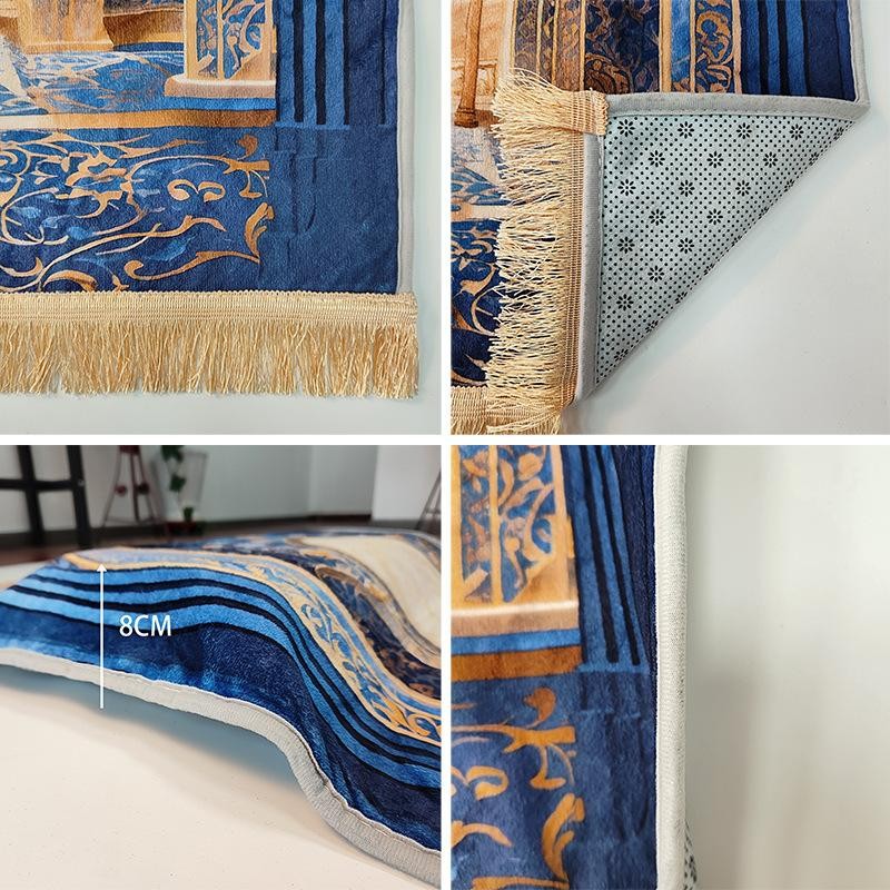 Islamic Prayer Rug 70x110cm Muslim Prayer Vintage Pattern Tassel Soft Mat Rug