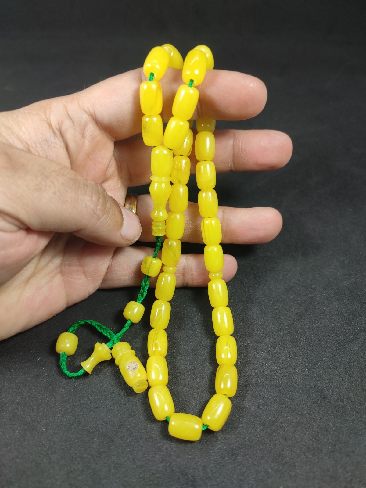 Islamic Prayer bakelite amber Rosary. 11*7mm. 33 beads.Tasbih, Handmade