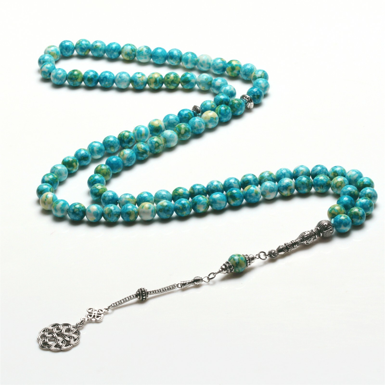 Natural Rain10mm Stone, Muslim Prayer Rosary 99 Beads Tasbih (Misbaha) 344-99