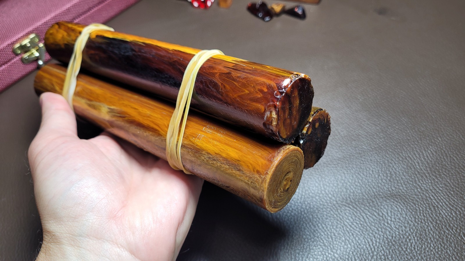 Amber Bakelite Rods x3 Czechoslovak catalin faturan for Tasbih Prayer Beads 614g