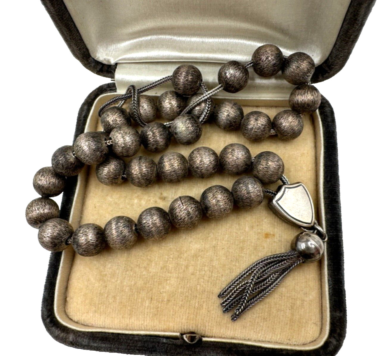 ANTIQUE STERLING SILVER ISLAM WORRY BEADS PRAYER BEADS UTMOST RARE UNIQUE SIGNED