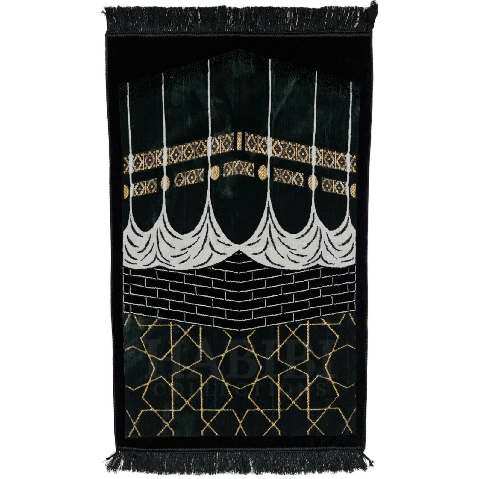 Luxury Islamic Kaaba Prayer Mat Off-White Gold Black Grey by Saffa