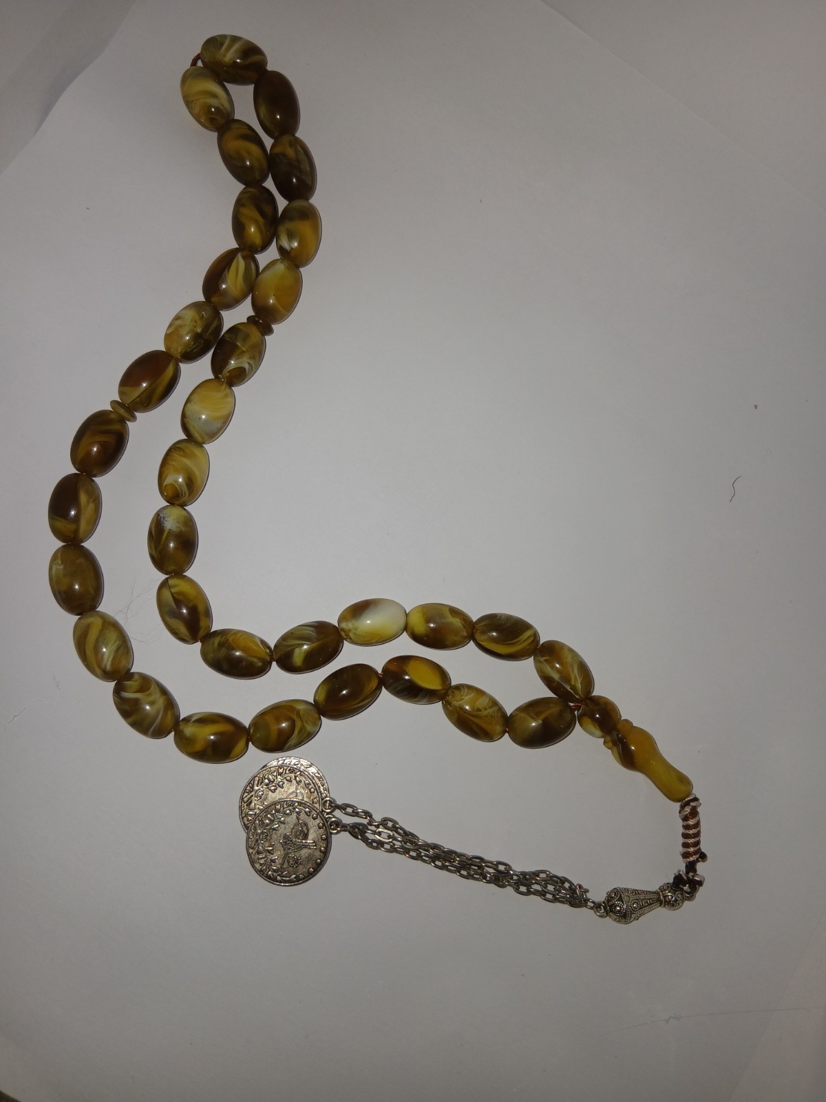 Huge Honey Marble Prayer Beads 33 Tesbih – Large 20mm Beads 53cm – Islamic Gift