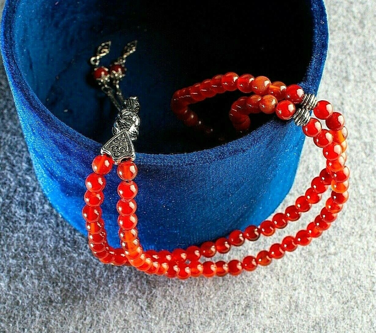 Red Agate Aqeeq Islamic Prayer 99 beads, Tasbih, Misbaha, Tasbeeh, Sibha 6mm