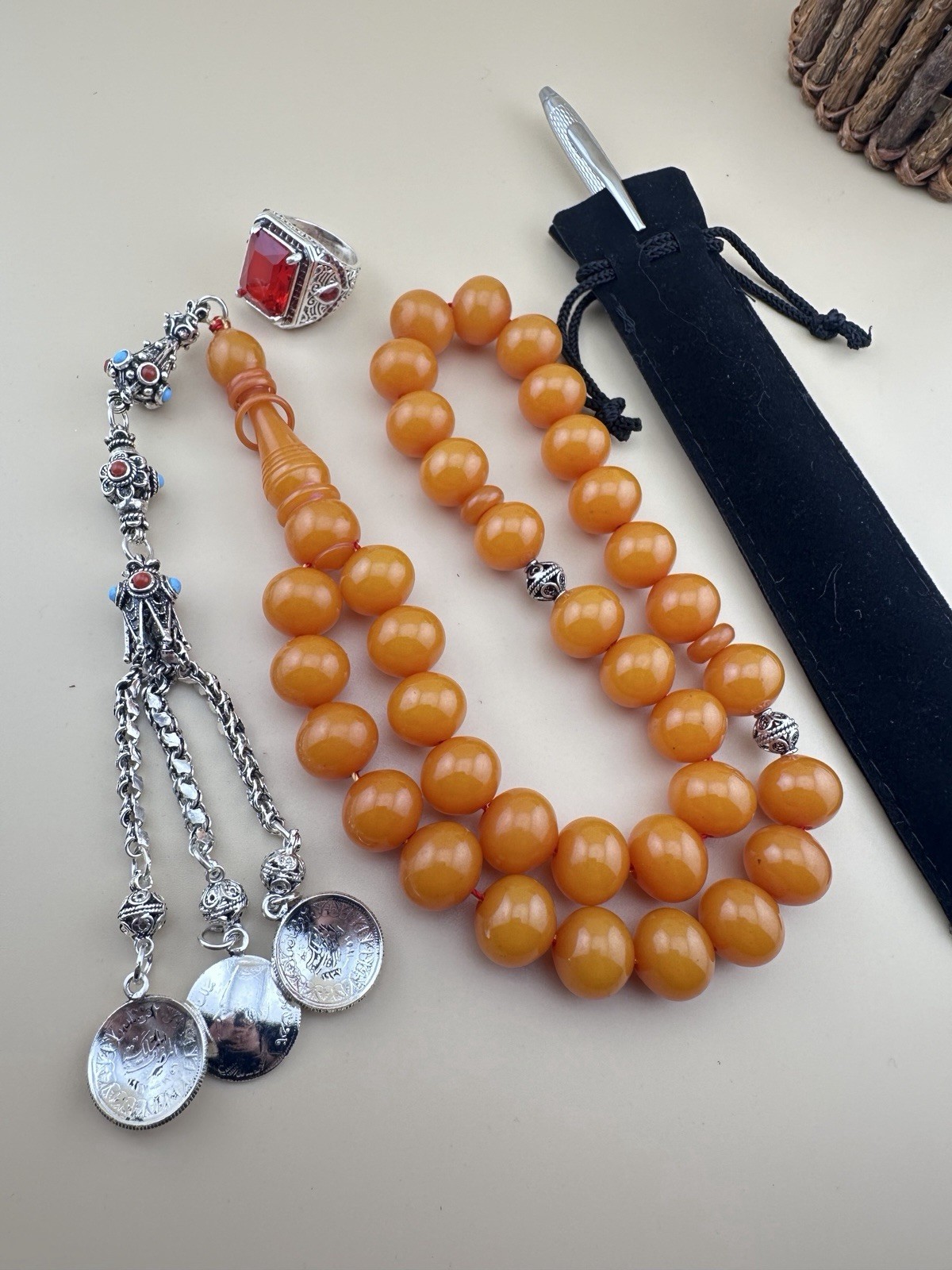 Collectible Misk 33 Beads Vintage Misbah Rosary Gift Set مسباح مسكي قديم