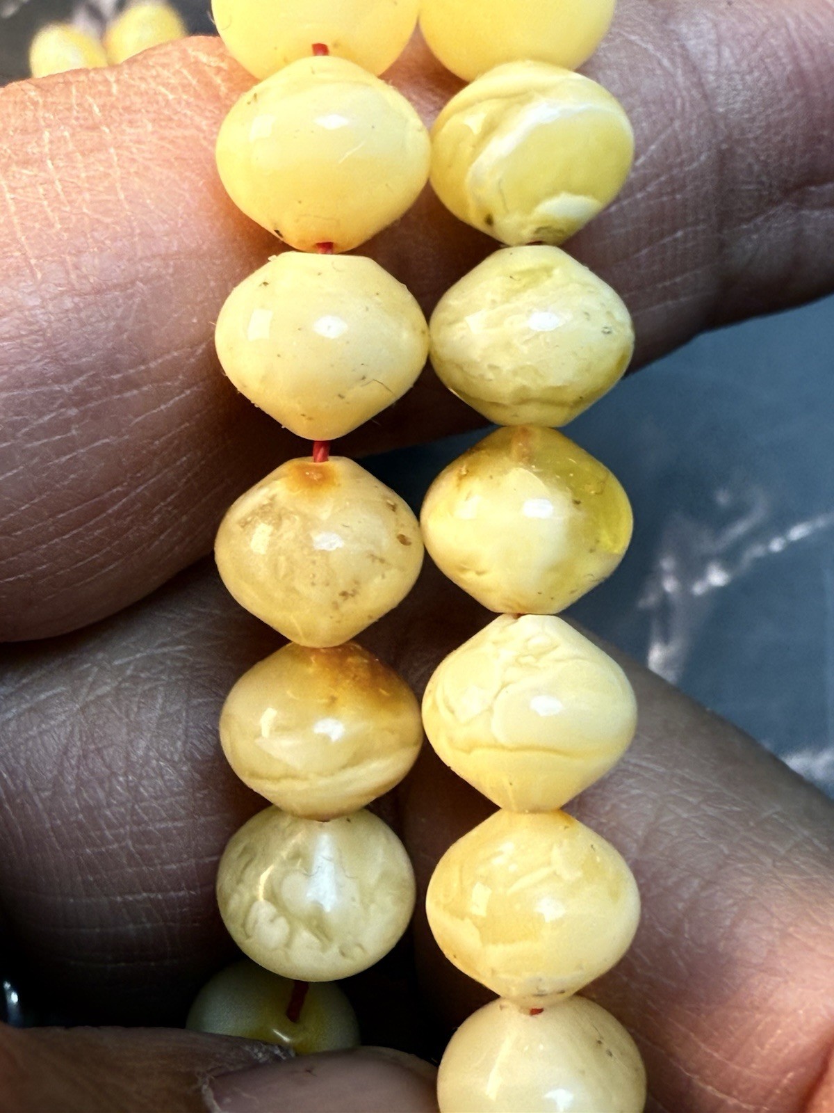 Antique Egg Yolk baltic amber Necklace Prayer شحريIslamic 99 beads -34g G R17