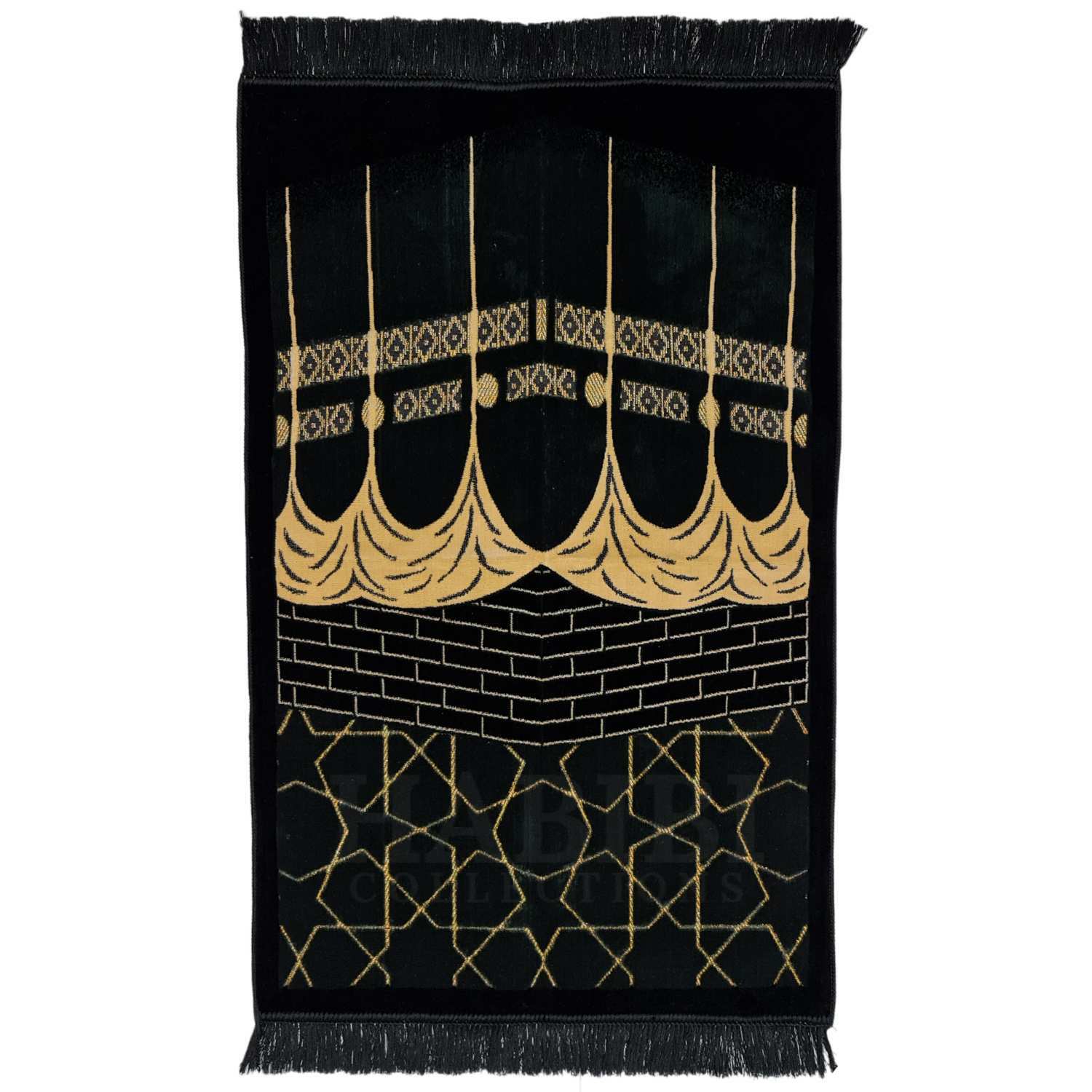 Luxury Islamic Kaaba Prayer Rug Gold Black Grey by SAFFA