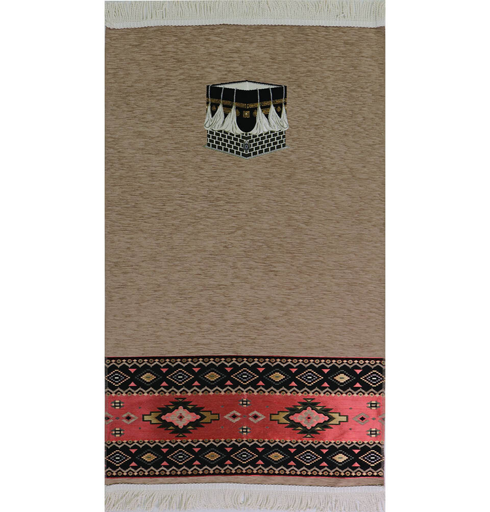 Luxury Turkish Islamic Woven Chenille Prayer Rug Janamaz Sajada – Kaba Beige