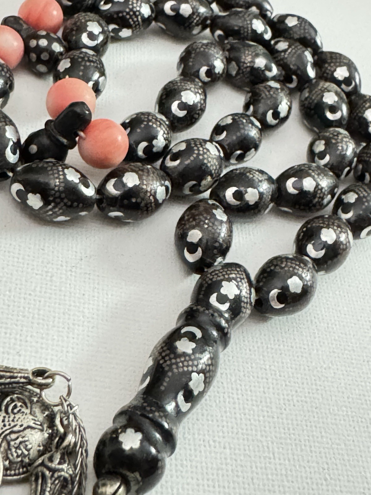 Antique Natural Black Coral -YSR Rosary Handmade يسر دق مسمار هلال و نجمه أنتيك
