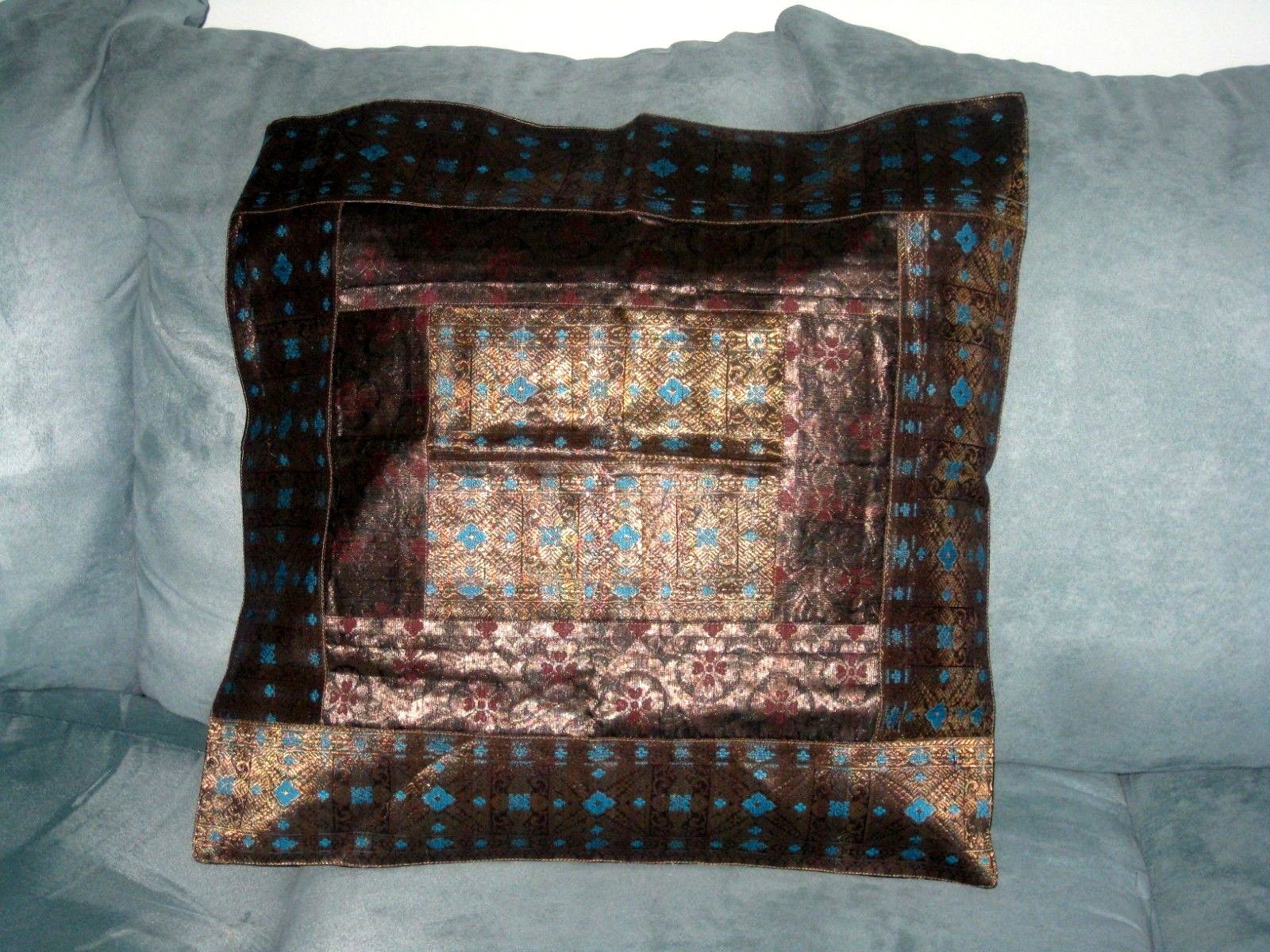 NEW blue silver black 21″ sqr throw pillow case cover w. zip RAMADAN EID DECOR