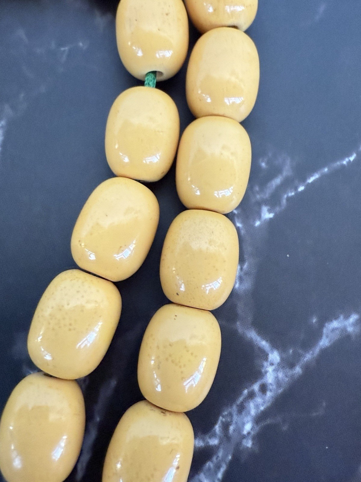 Antique Ottoman Yellow Amber bakelite islamic Worry prayer 33 beads 41 Grams
