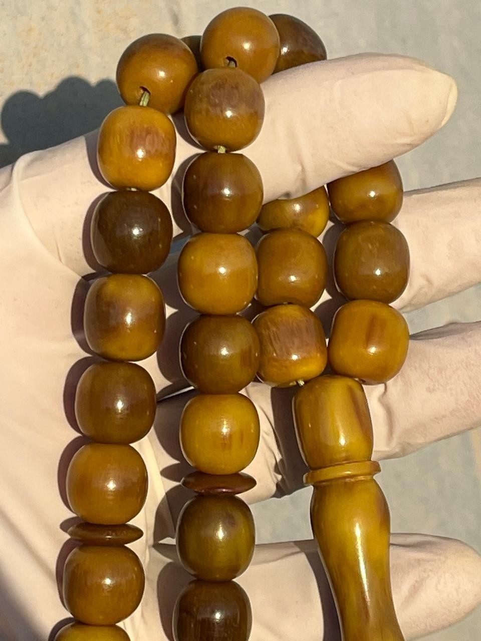 Antique Germany Cherry Amber Rosary 33 سبحة مسكي الماني سوبر انتيك لون خرتيت