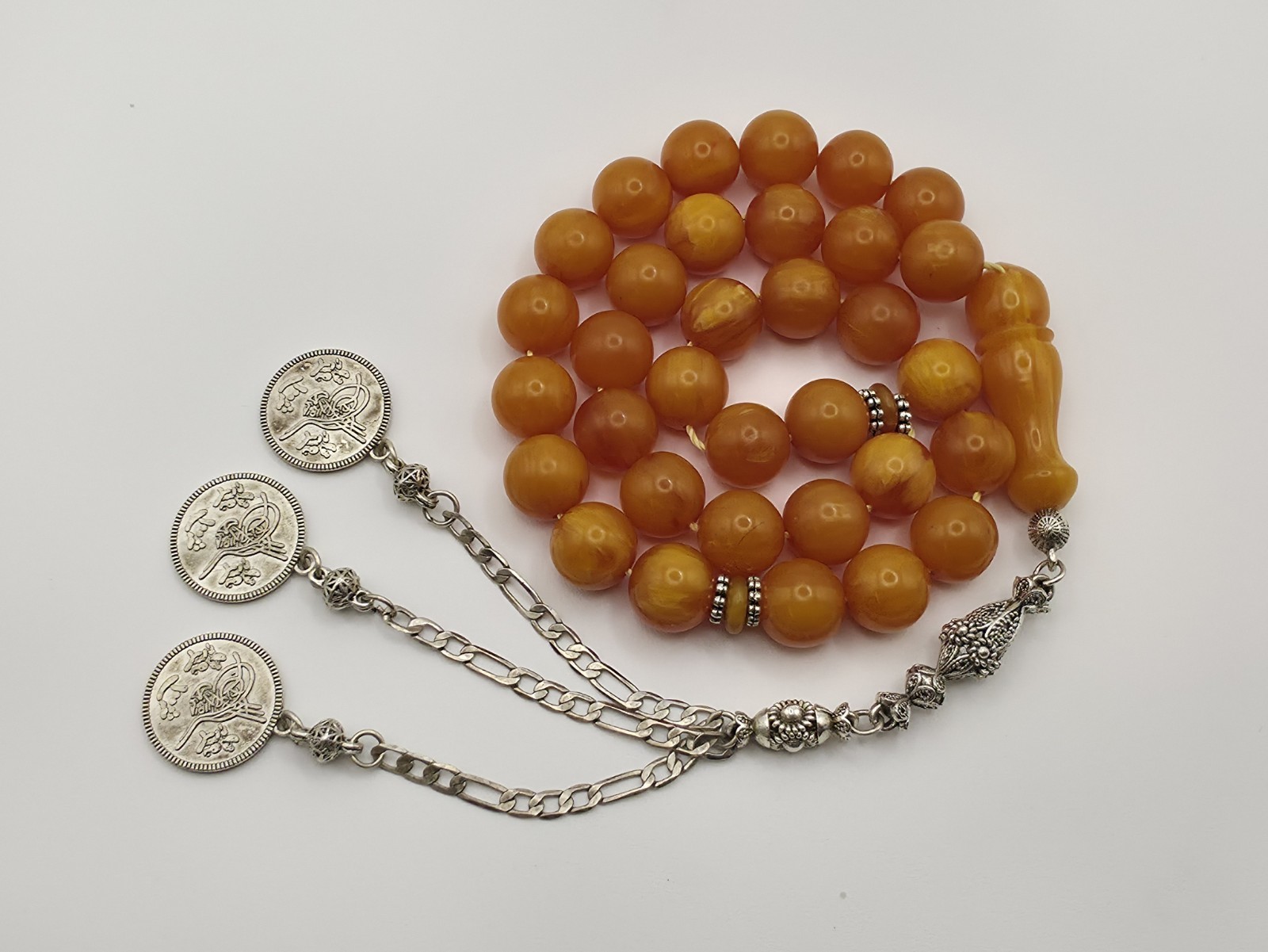 Faturan Rosary Yellow clear 12 mm 33 BEADS MISBHAمسبحة فاتروان اصفر معرق
