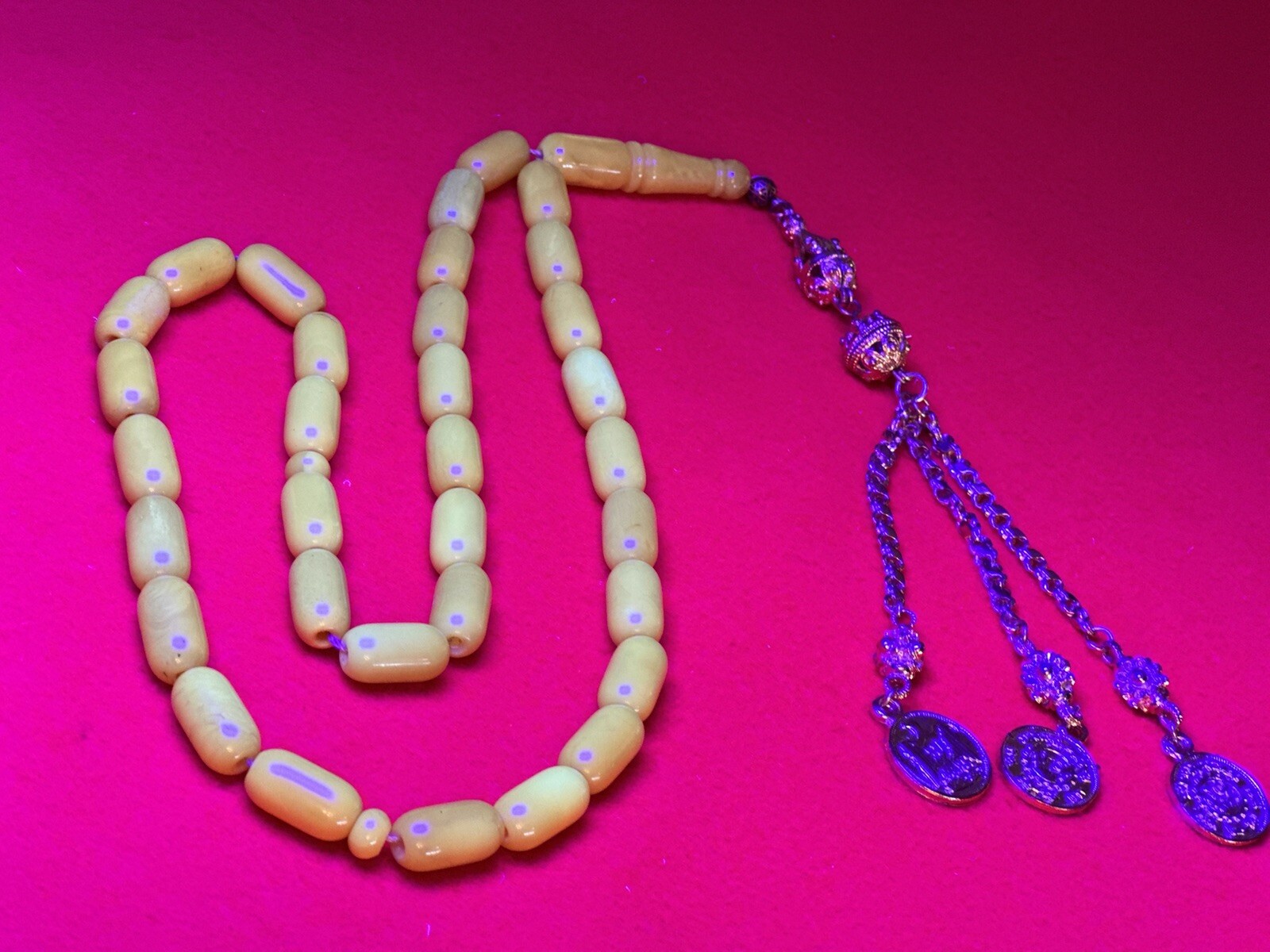 Antique Egg Yolk baltic Amber islamic beads prayer G2U